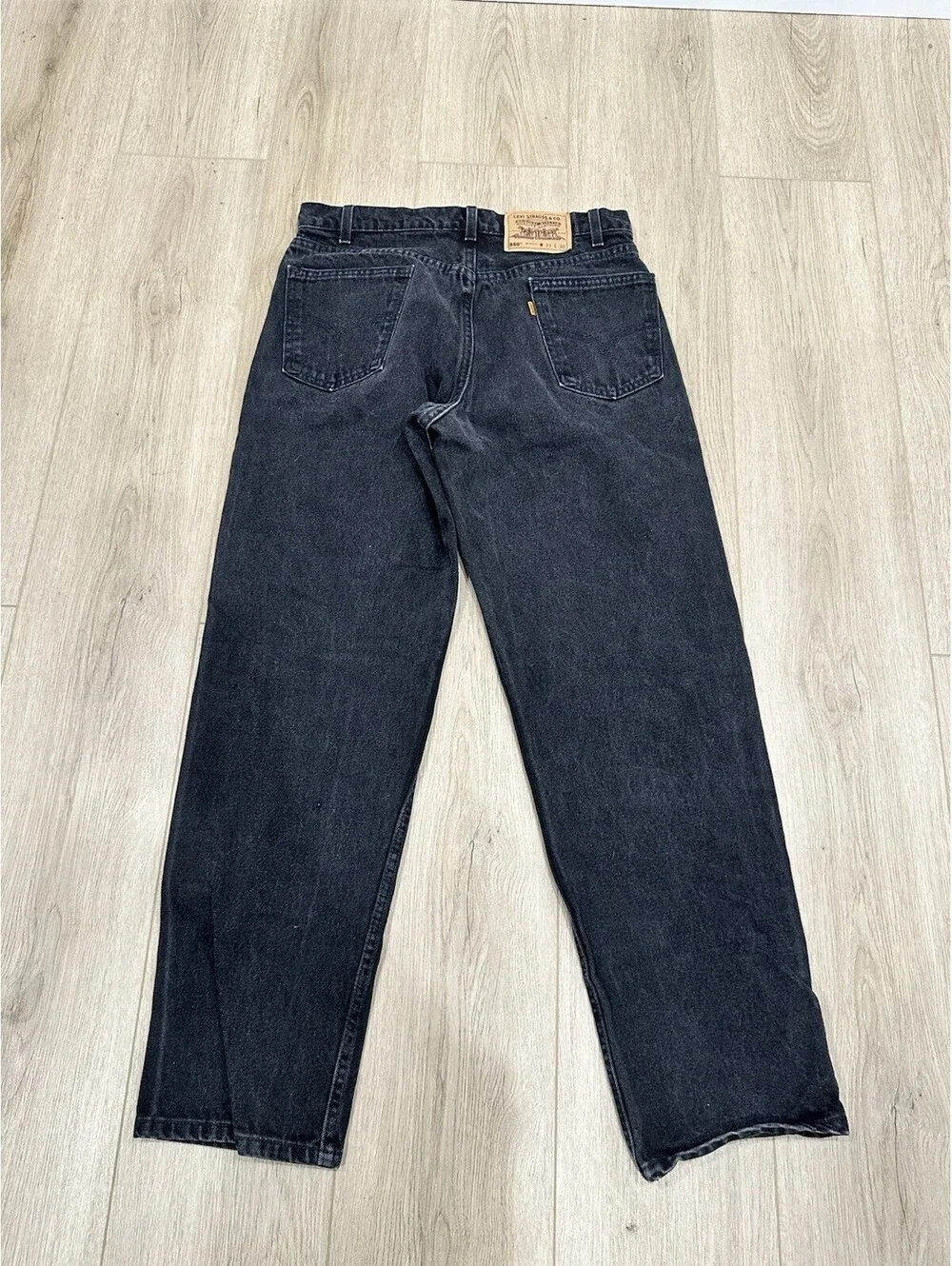 Levis 550 Orange Tab Jeans Mens 32x31 Black Relaxed Fit USA Made Denim